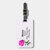 濃いピンクの牡丹 ラゲッジタグ (正面縦)