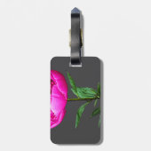 濃いピンクの牡丹 ラゲッジタグ (裏面縦)