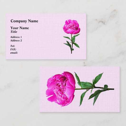 濃いピンクの牡丹 名刺 (正面/裏面)