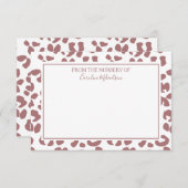 濃いピンクの白パーソナライズされたヒョウ柄 サンキューカード (正面/裏面)