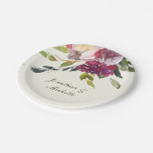 濃いピンクの紫のフローラ水色結婚の ペーパープレート (アングル)
