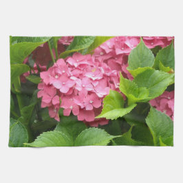 濃いピンクの紫陽花 キッチンタオル