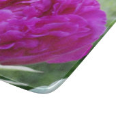 濃いピンクの芍薬の小さなガラス製まな板 カッティングボード (角)