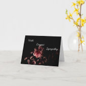 濃いピンクの花のパーソナライズされた同情カード カード (黄色い花)