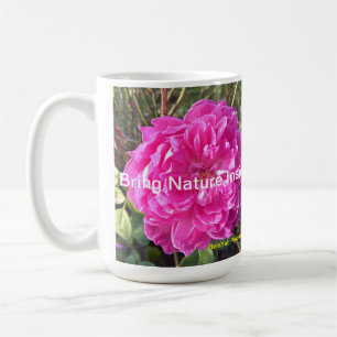 濃いピンクの花マグカップ コーヒーマグカップ