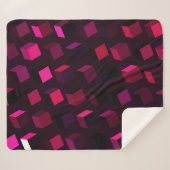 濃いピンクの菱形:グラデーション抽象芸術 シェルパブランケット (正面(横))