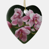 濃いピンクの蘭のハートのオーナメント セラミックオーナメント (右)