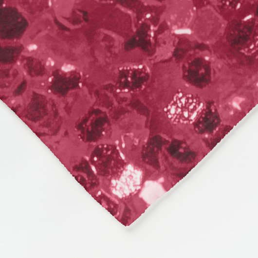 濃いピンクの赤いマゼンタのスパークフェイクルモノグラム フリースブランケット (角)