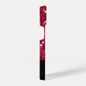 濃いピンクの赤いマゼンタのスパークフェイクルモノグラム iPhoneケース (右側面)