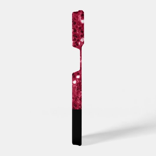 濃いピンクの赤いマゼンタのスパークフェイクルモノグラム iPhoneケース (右側面)