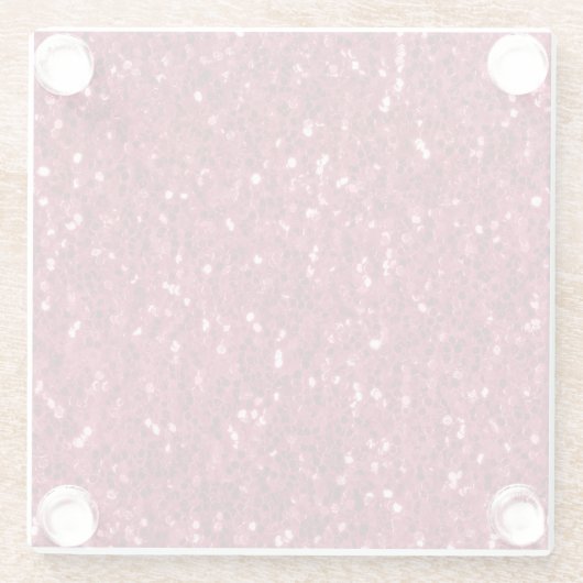 濃いピンクの赤いマゼンダフェイクのきらめきグリッター ガラスコースター (裏面)