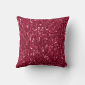 濃いピンクの赤いマゼンダフェイクのきらめきグリッター クッション (裏面)