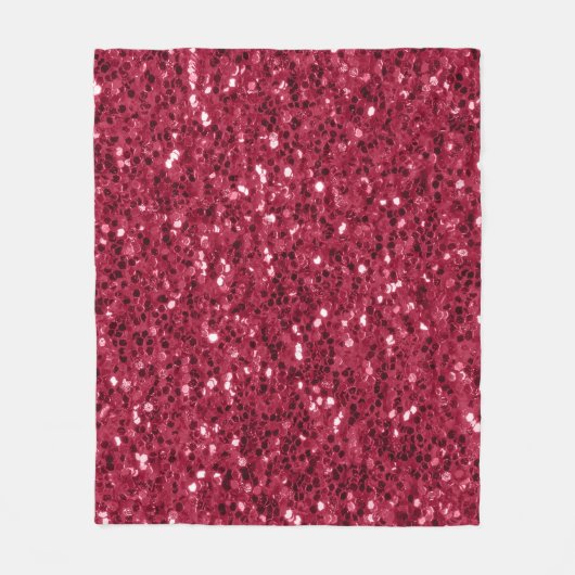 濃いピンクの赤いマゼンダフェイクのきらめきグリッター フリースブランケット (正面)