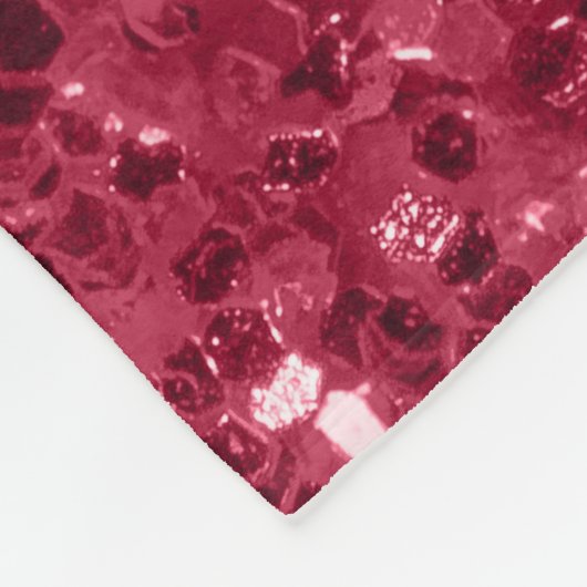 濃いピンクの赤いマゼンダフェイクのきらめきグリッター フリースブランケット (角)