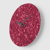 濃いピンクの赤いマゼンダフェイクのきらめきグリッター ラージ壁時計 (傾斜)