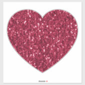 濃いピンクの赤いマゼンダフェイクーのきらめきグリッターハート シール (シート)