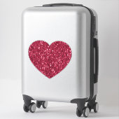 濃いピンクの赤いマゼンダフェイクーのきらめきグリッターハート シール (スーツケース)