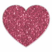 濃いピンクの赤いマゼンダフェイクーのきらめきグリッターハート シール (正面)
