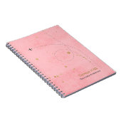 濃いピンクの飛行機名金ゴールドスポット旅行誌 ノートブック (右側)