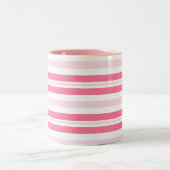 濃いピンクストライプ色 ツートーンマグカップ (中央)