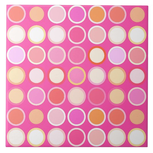 濃いピンク及び数々のな世紀半ばのモダンな点- タイル (正面)