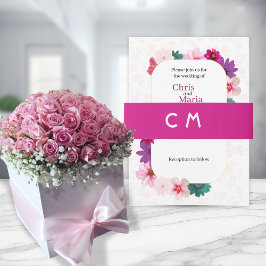 濃いピンク結婚色の腹の帯 招待状ベリーバンド