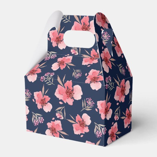 濃いピンク色の水彩パターン フェイバーボックス (正面サイド)