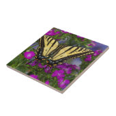 濃いピンク色の花を咲かせている子房の蝶 タイル (側面)