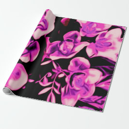 濃いピンク色の花 ラッピングペーパー