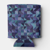 濃いピンク、青：三角形のモザイク。 缶クーラー (裏面)