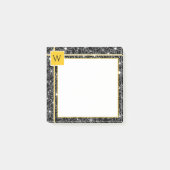 濃いフローラスケッチパターンブラックイエローモノグラム ポストイット (正面)