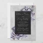 濃いフローラブラックゴシック紫ムーディ結婚ーズ 招待状 (正面)