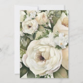 濃いブルゴーニュと白いバラ結婚の花束 招待状 (裏面)