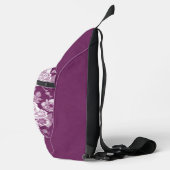 濃いブルゴーニュと白い手描きの花 スリングバッグ (右)