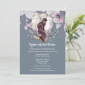 濃いブルーのグレー石板ブラックキャットムーンウォーター色 招待状 (スタンド正面)