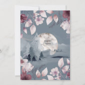 濃いブルーのグレー石板ブラックキャットムーンウォーター色 招待状 (裏面)