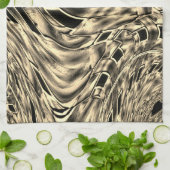 濃いベージュのトーンでツイスト、鏡 キッチンタオル (折り畳み)