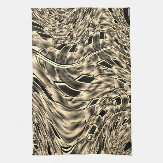 濃いベージュのトーンでツイスト、鏡 キッチンタオル (縦)
