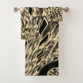 濃いベージュのトーンでツイスト、鏡 バスタオルセット