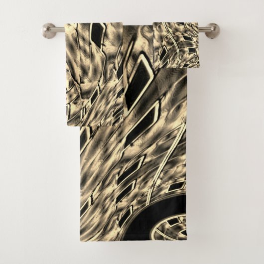 濃いベージュのトーンでツイスト、鏡 バスタオルセット (インサイチュ)