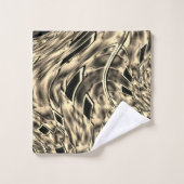 濃いベージュのトーンでツイスト、鏡 バスタオルセット (ウォッシュタオル)