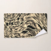 濃いベージュのトーンでツイスト、鏡 バスタオルセット (ハンドタオル)