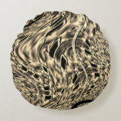 濃いベージュのトーンでツイスト、鏡 ラウンドクッション (正面)