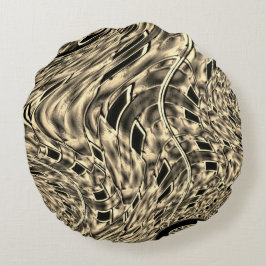 濃いベージュのトーンでツイスト、鏡 ラウンドクッション