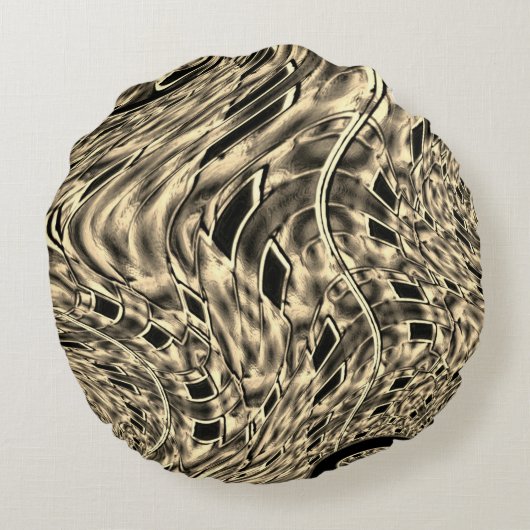 濃いベージュのトーンでツイスト、鏡 ラウンドクッション (裏面)