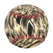 濃いベージュのトーンでツイスト、鏡 野球ボール (裏面)