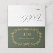 濃いボトルグリーン金ゴールド花フローラ結婚ズ プレイスカード (外部開封)
