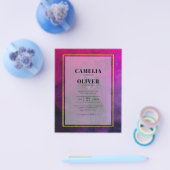 濃いマゼンタのプラムパープルインクの結婚式の招待 チラシ (シングル)