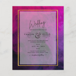 濃いマゼンタのプラムパープルインクの結婚式の招待 チラシ