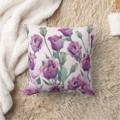 濃いマゼンタの水カラーフローラ装飾用クッション クッション (ブランケット)